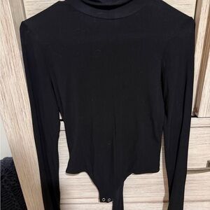 Marled Elegant Black Long Sleeve Bodysuit